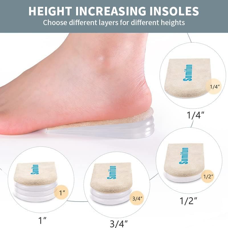 Sumifun Heel Lift, 4-Layer 1 Inch Gel Shoe Lifts for Women Uneven Legs, Adjustable Orthopedic Heel Lifts for Heel Pain and Leg Length Discrepancy