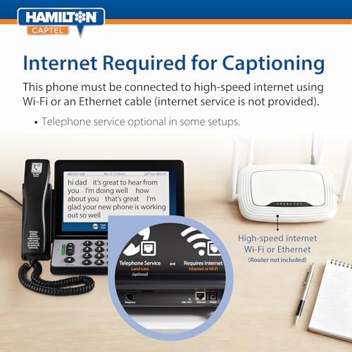 Hamilton CapTel 2400iSPNBT Large Touch Screen Captioned Telephone | Phone for Hard of Hearing with Answering Machine and Speakerphone