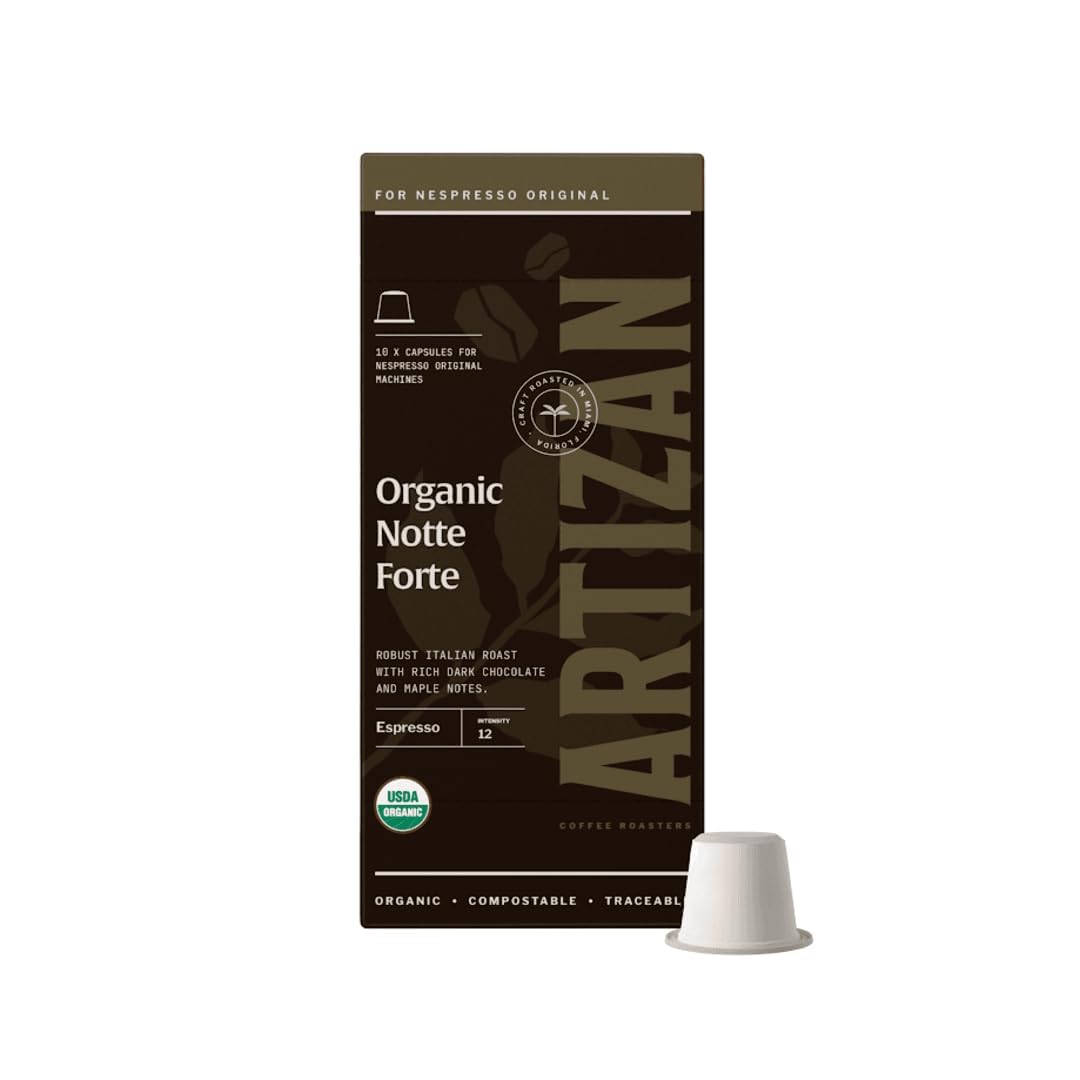 Artizan Coffee USDA Organic Espresso Coffee Capsules For Nespresso Original | Signature Blend Variety | 40 Compatible Compostable Pods