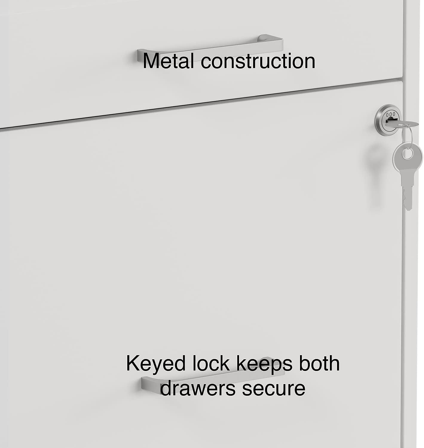 Staples 3-Drawer Vertical File Cabinet, Letter Size Documents, Lockable & Mobile, 18.9" D x 14.3" W x 26.9" H, White