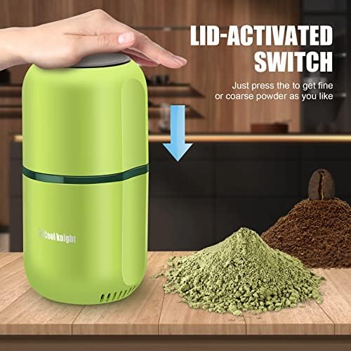 COOL KNIGHT Herb Grinder [large capacity/fast/Electric ]-Spice Herb Coffee Grinder with Pollen Catcher/- 7.5" (Black)