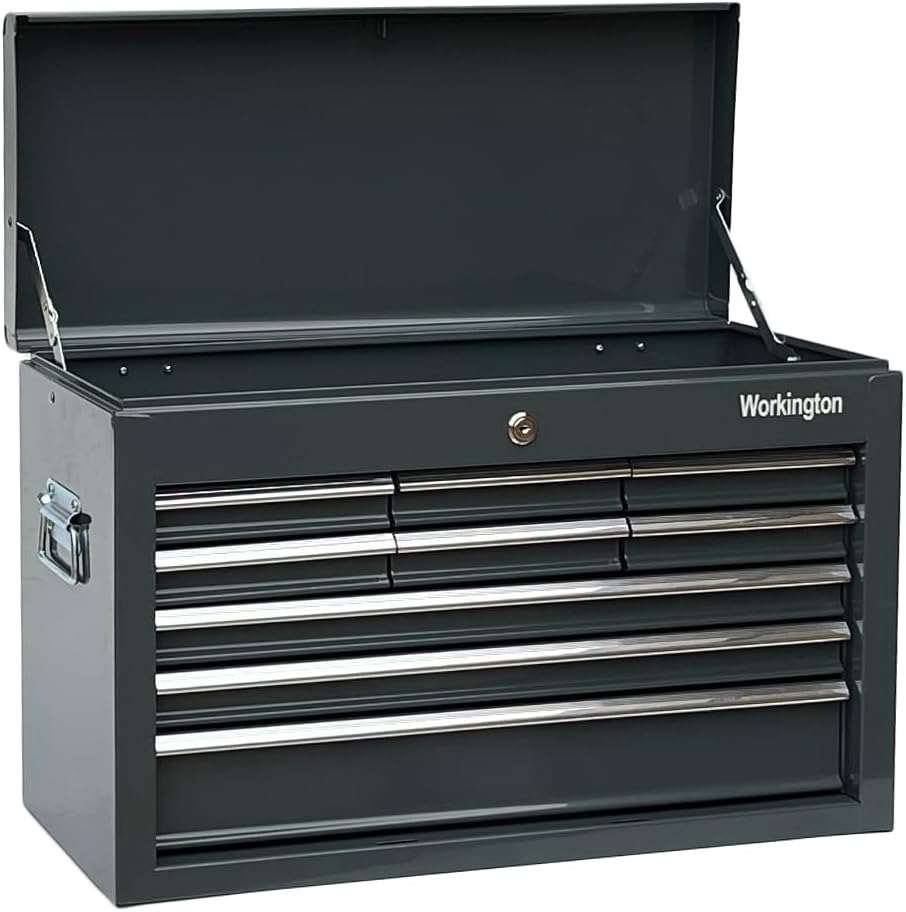 Workington Portable Metal Tool Chest with 9 Drawers, 24" 9-Drawer Tool Chest Cabinet with Ball Bearing Drawer Slides