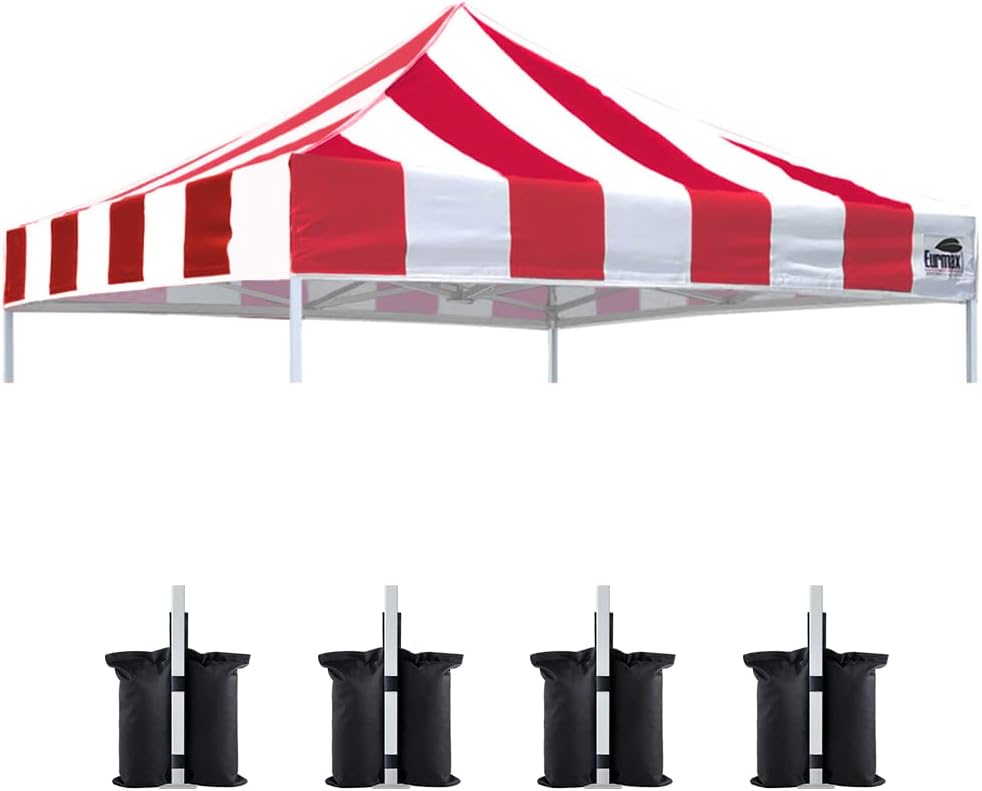 Eurmax USA 10x10 Pop Up Canopy Replacement Top,Universal Instant Canopy Cover ONLY,Heavy Duty UPF 50+ UV Protection,Water & Wind Resistant Tarp,30+ Colors Available,Bonus 4 Sand Bags (White)