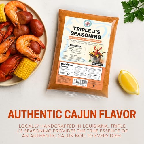 Triple J's Authentic Louisiana Crab Boil Seasoning, Seafood Boil, 1 lb