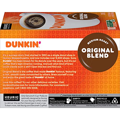 Dunkin' Donuts, Dunkin Donuts Coffee Medium Roast Original Blend K-Cup Pods, 10 Count