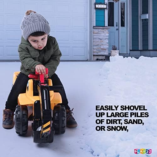 Play22 Toy Tractors for Kids Ride On Excavator - Music Sounds Digger Scooter Bulldozer Includes Helmet with Rocks - Pretend Play - Toddler