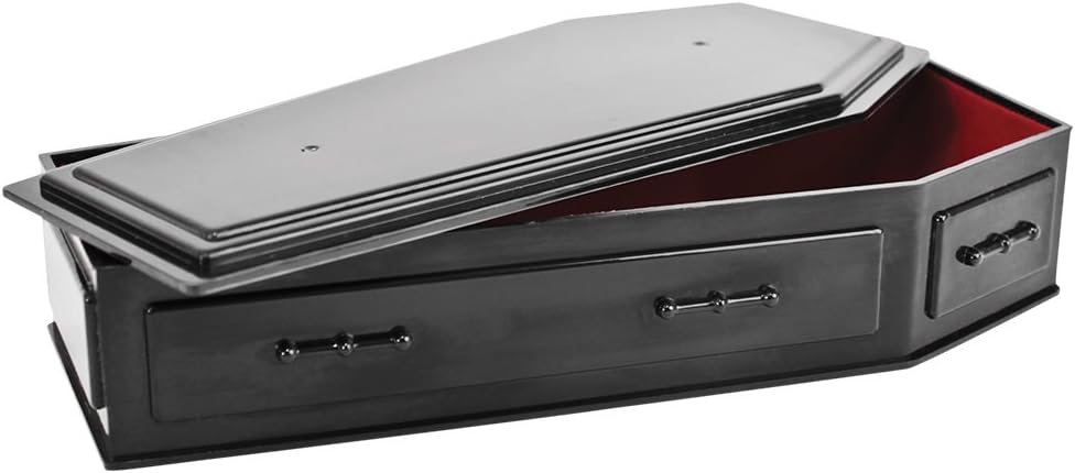Black Coffin with Removable Lid for Wrestling Action Figures | Create Coffin Matches with a 9 Inch Black Coffin Featuring a Removable Lid and
