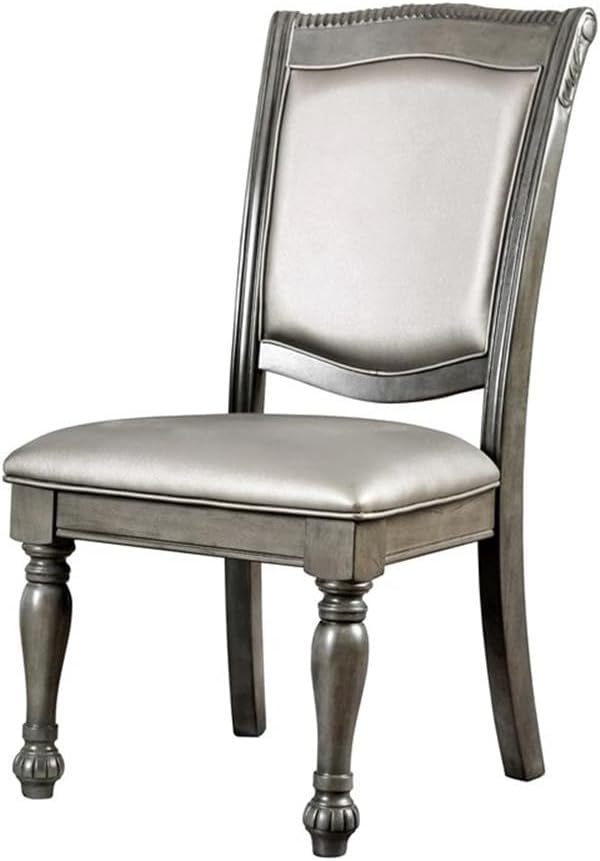 BOWERY HILL 19" Transitional Wood/Faux Leather Side Chair in Cherry (Set of 2)