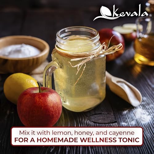 Kevala Organic Raw Apple Cider Vinegar - 35 oz, Cooking, Baking, Hair Care | Gluten Free and Peanuts Free, Ingredient for Vinaigrettes, Dressings, and Detox Shots, Contains the Natural Mother of Vinegar