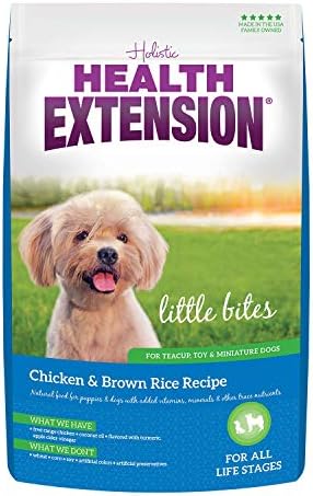 Health Extension Little Bites LITE Dry Dog Food, Chicken & Brown Rice for Toy and Small Breeds, Supports Healthy Weight, with Probiotics & Superfoods for Digestion & Coat Health, 4 lb Bag