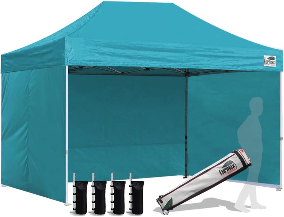 Eurmax USA 10x10 Pop Up Canopy Tent,Commercial Tent with Patented No-Tip Rolling Bag,4 Zippered Removable Walls,UV & Water Resistant Canopy Top,Heavy Duty Outdoor Gazebo,Instant Shelter(White)