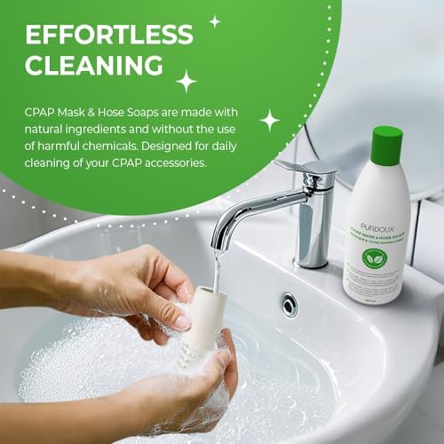 CPAP Mask & Hose Soap (Pack of 3 Bottles x 250mL) Green Tea Mint Scent | 8.4 fl oz, Alcohol Free, Silicone Safe, CPAP Hose Cleaner, Removes Dirt & Facial Oils, Gentle Cleaning, CPAP Supplies