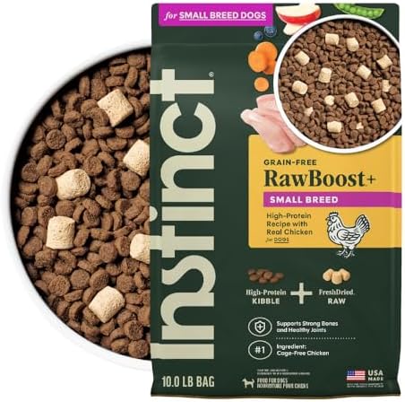Instinct RawBoost Small Breed, Dry Dog Food + Freeze Dried, Chicken, 10 lb | High-protein kibble with FreshDried raw bites, nutrition for healthy weight, calcium for strong bones & teeth, grain-free