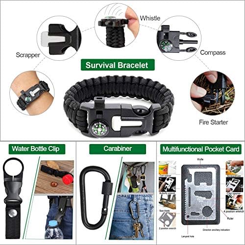 Angieast Survival Kit 35 in 1, First Aid Kit, Survival Gear, Survival Tool Gifts for Men Boyfriend Him Husband Fathers Day Camping, Hiking, Hunting