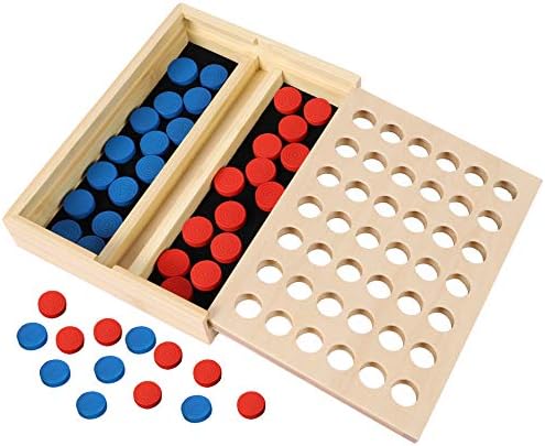 TOWO Wooden 4 in a Row Game, Classic Strategy Board Game for Kids