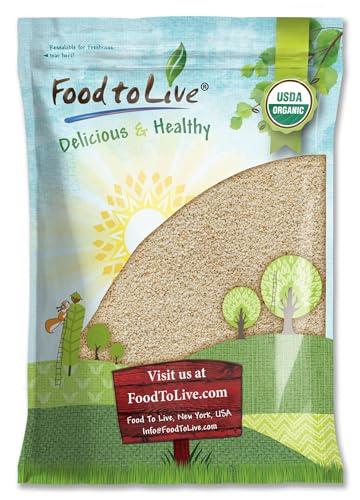 Food to Live Organic Hulled Sesame Seeds, 2 Pounds – Whole Raw White Sesame Seeds, Non-GMO, Kosher, Vegan, Unroasted, Bulk. High in Iron, and Calcium. Perfect for Tahini Paste, Stir-fries, and Salads.