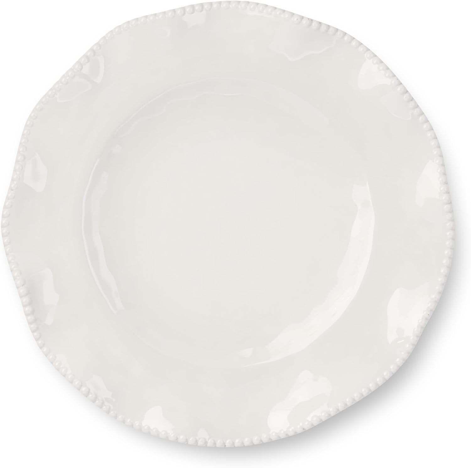 Perlette Off-White Beaded 12-Piece Dinnerware Set – Includes 4 Dinner Plates, 4 Salad Plates, 4 Bowls (7.5" x 2"