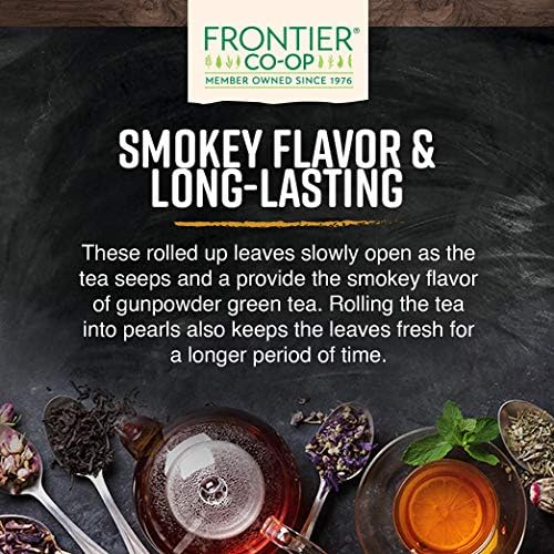 Frontier Co-op Organic Gunpowder Green Tea Leaves, 1-Pound Bulk, Smokey Green Tea, Maintains Freshness, Kosher, Fair Trade | Smokey Green Tea, Maintains Freshness, Kosher, Fair Trade
