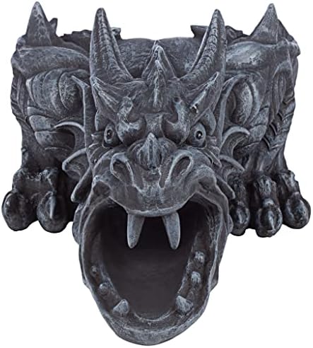 Design Toscano Roland the Gothic Gargoyle Gutter Guardian Rain Downspout Extension Outdoor Statue, 10 Inch Long, Cast Stone Resin, Grey Stone Finish