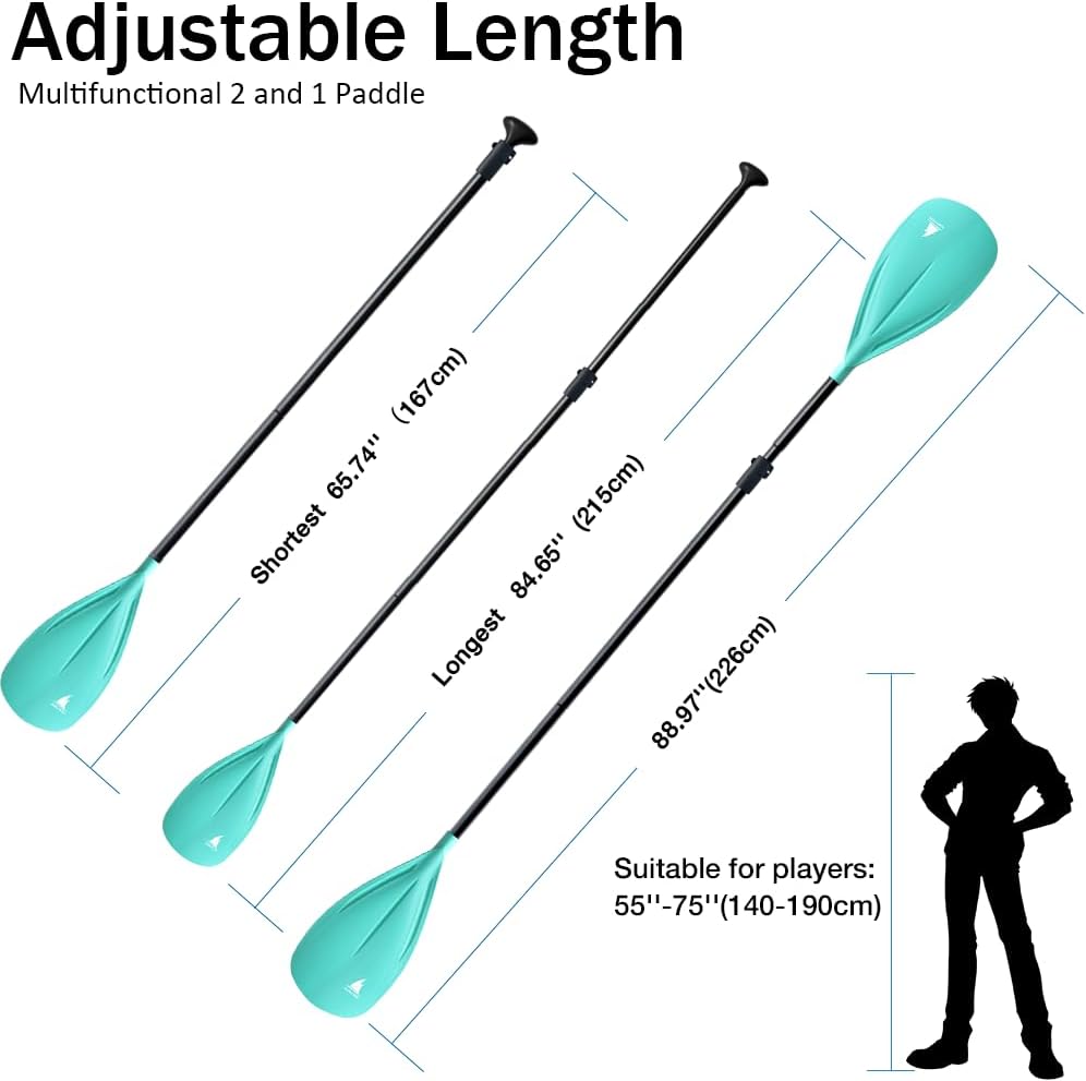 Karltion SUP Paddle - 3-Piece Adjustable Aluminium SUP Paddle with Glass Fiber Blade for Surfing, Floating, Water Sports