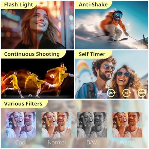 4K Digital Camera for Photography Autofocus, 2026 Latest 48MP Vlogging Camera for YouTube with SD Card, 2 Batteries, 3" 180°Flip Screen Compact Travel Camera for Teens with 16X Zoom,Black
