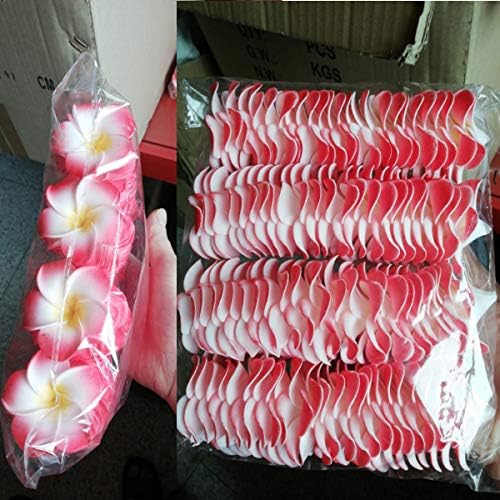 Pursuestar 100Pcs White Foam Hawaiian Frangipani Artificial Plumeria Flower Petals Cap Hair Hat Wreath Floral DIY Home Wedding Decoration 5cm