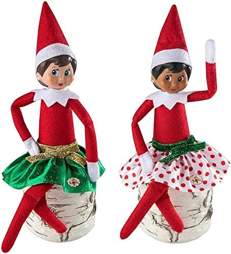 The Elf on the Shelf Party Skirt Set - 2 Holiday Skirt Value Pack - Dress Up Your Girl Elf for Holiday Parties in Green Or Polka Dot Set - Girl or