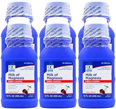 Quality Choice Milk of Magnesia Cherry Flavor 12 Fl Oz (335ml), Plastic Bottle (Pack of 6)
