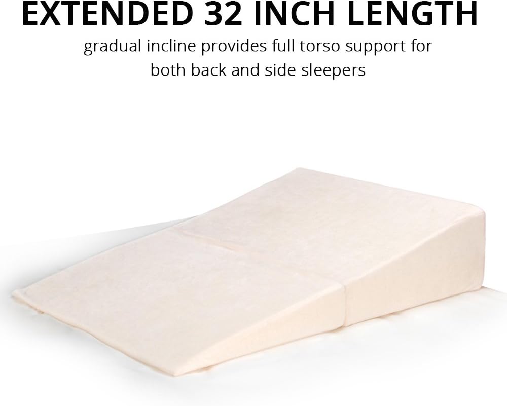 Contour Folding Wedge Pillow Extended Length- 7x24x32 Inch Bed Wedge for Elevated Sleeping, GERD & Acid Reflux Relief