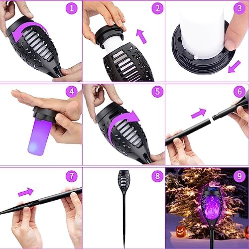 Kurifier Solar Lights Outdoor 8Pack Solar Torch Light with Flickering Flame