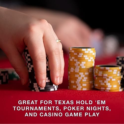 Brybelly Poker Chips 1000 Chips Set with Acrylic Case - Heavyweight 14g Poker Chips Set with 10 Removable Trays and 11" x 12" x 15" Portable Case