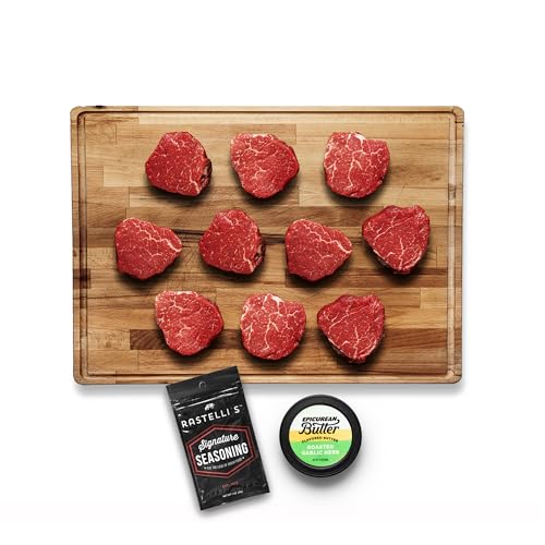 Rastelli's Black Angus Beef Filet Mignon Steaks (10 ct) 5 oz Portions, With Butter, 3.125 lbs. Total