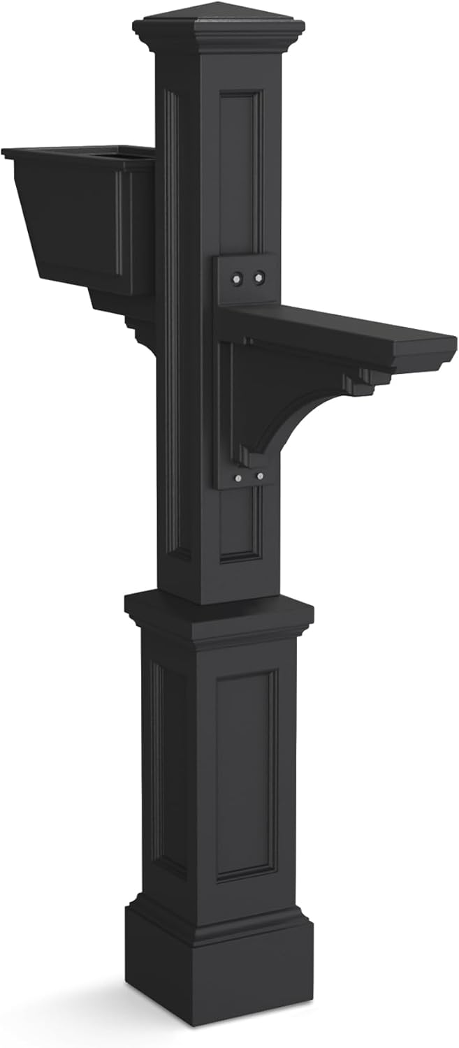 Mayne Westbrook Decorative Mail Post with Planter, White | For post-mount mailboxes, Weather & fade resistant, All season, 15-year warranty