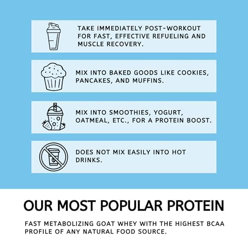 Mt. Capra Clean Whey Protein | Grass-Fed Undenatured Goat Whey Protein Powder | 24 g Protein Per Serving, All Natural, Non-GMO, High in Branch Chain Amino Acids | Unsweetened | 15 Servings - 16 oz