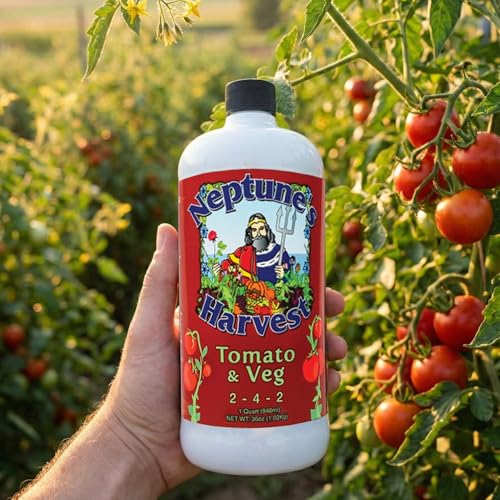 Neptune’s Harvest Organic Tomato & Vegetable Plant Fertilizer (2-4-2) - Liquid Plant Food w/Fresh Fish, Seaweed, Molasses, Yucca Extract, & Humic Acids - for Vegetable Garden (Gallon)