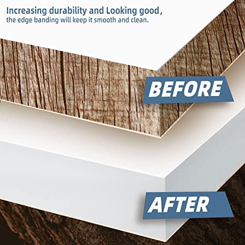 Melamine Edge Banding, 3/4 inch x 50ft roll of Veneer White Edge Banding Pre-glued, Real Wood Tape for Cabinet Repair & Furniture Restoration