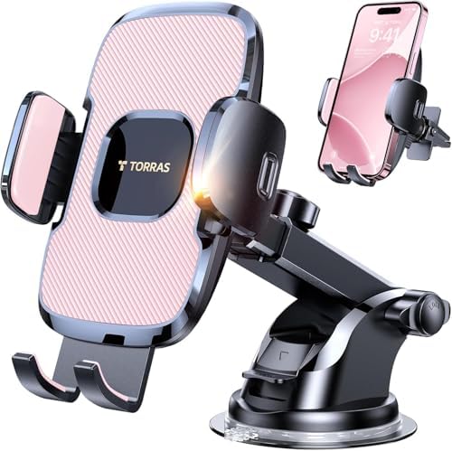 TORRAS Ultra-Durable Phone Holders for Your Car【96+LBS Strongest Suction】 Car Phone Holder Mount, Safety Certs Cell Phone Car Mount Truck for Dashboard Windshield Vent for iPhone 17 16 15 14 Pro Max