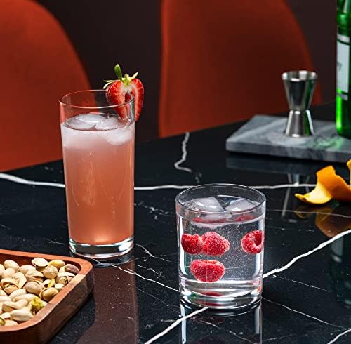 Everyday Drinking Glasses Set of 8 Drinkware Hurricane Glasses, Kitchen Glasses for Cocktail, Iced Coffee, Beer, Ice Tea, Wine, Whiskey, Water