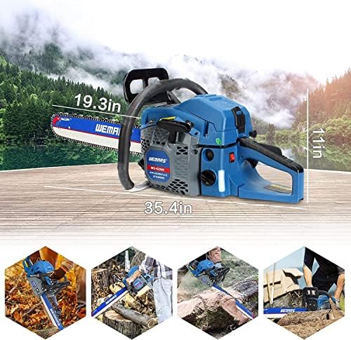 2-cycle 63CC Chainsaw Saw Gas Powered 20" Chain Saws Cordless Petrol Saw Handheld Chainsaw for Cutting Wood Trees Branches (63ACK)