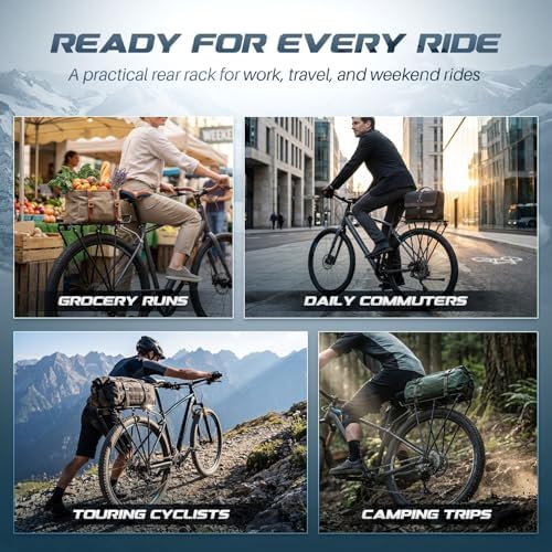 Flexzion Bike Cargo Rack, 55 lb Aluminum Rear Rack for 26-28 Inch Bikes