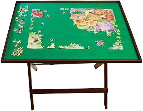 Bits and Pieces Portable Puzzle Board - Compact Folding Puzzle Table with Large Puzzling Area for 1500 Piece Jigsaw Puzzles, Attractive Wood