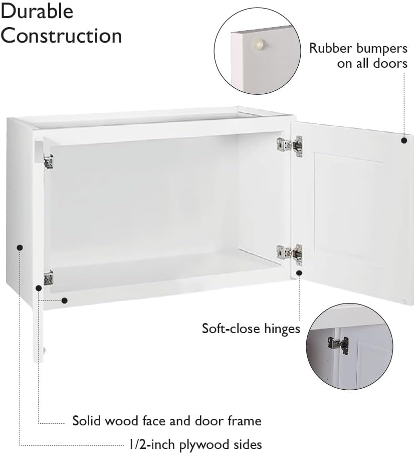 Design House Brookings Kitchen Bridge Wall Cabinet, 30", White | Wall Mount, Contemporary/Modern, Wood, Kitchen, 561639