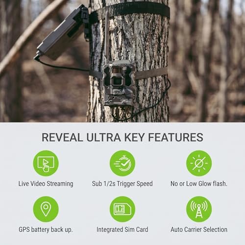 TACTACAM Reveal Ultra Cellular Trail Camera: 4K Photo, 1080p Video, Live View, GPS Tracking-Enabled, Switchable No-Glow/Low-Glow Flash