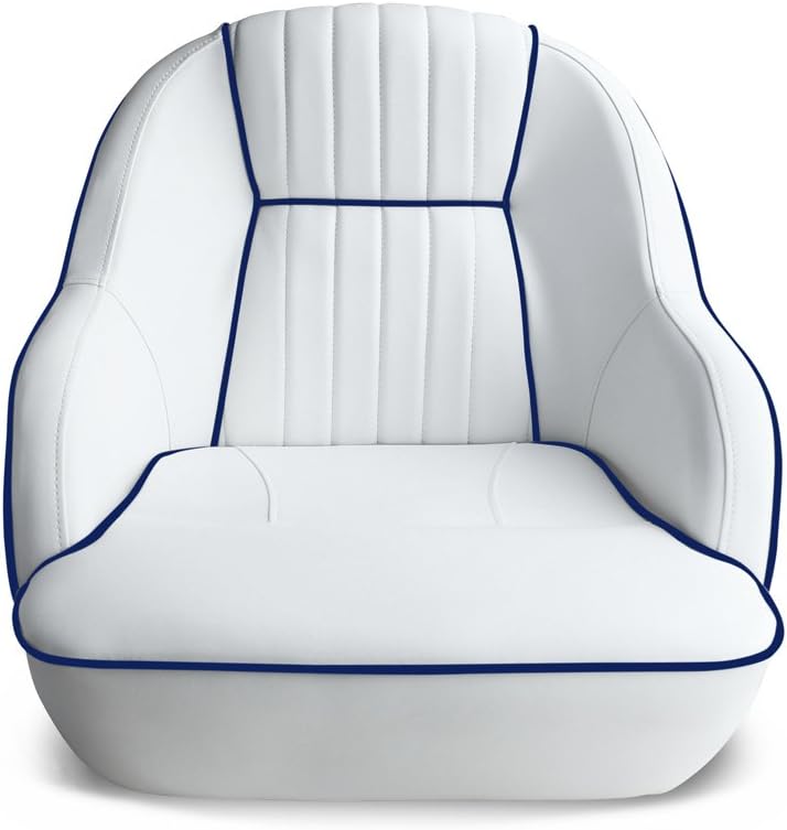 Leader Accessories Pontoon Captains Bucket Seat Boat Seat Boat Chair | Boat Chair with Armrest Ergonomic Design Compression Foam Padding Injection Molded Plastic Frame