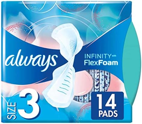 Always Infinity Feminine Pads for Women, Size 3, Extra Heavy Flow, with Wings, Unscented, 28 CT