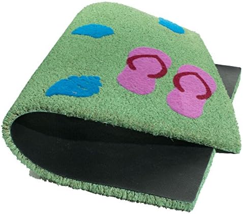 Imports Decor Sandy Flip Flop Vinyl Backed Coir Doormat with Flocked Pattern, 30 x 18 x 1/2"