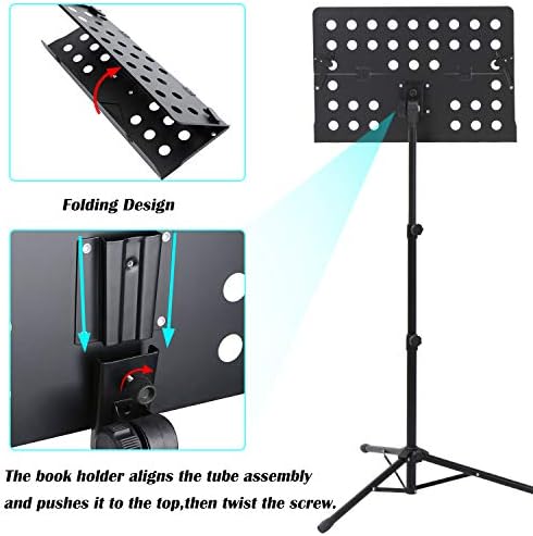 Klvied Folding Sheet Music Stand with Violin Hanger