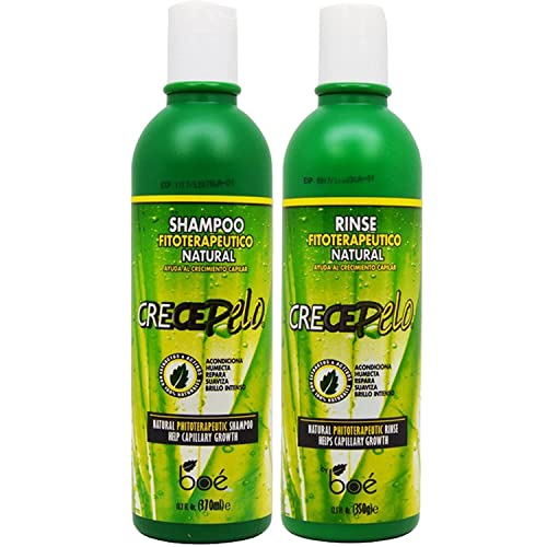 Crece Pelo Natural Hair Growth Duo – Phytotherapeutic Shampoo & Rinse Combo Set – Boosts Growth