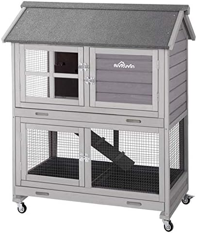 Aivituvin [Upgrade Version] Rabbit Hutch Bunny Hutch, Rabbit Cage with Two No Leak Trays, Indoor & Outdoor Waterproof Cage for Bunny