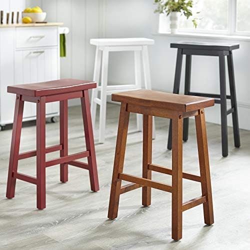 SilkWood Studio Arizona 24 inch Solid Wood Saddle Stool, Red